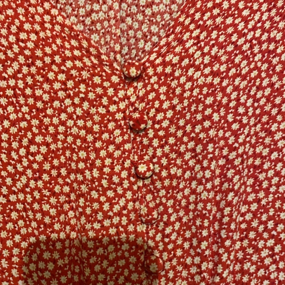 Vintage Red Flower Dress - Picture 3 of 4